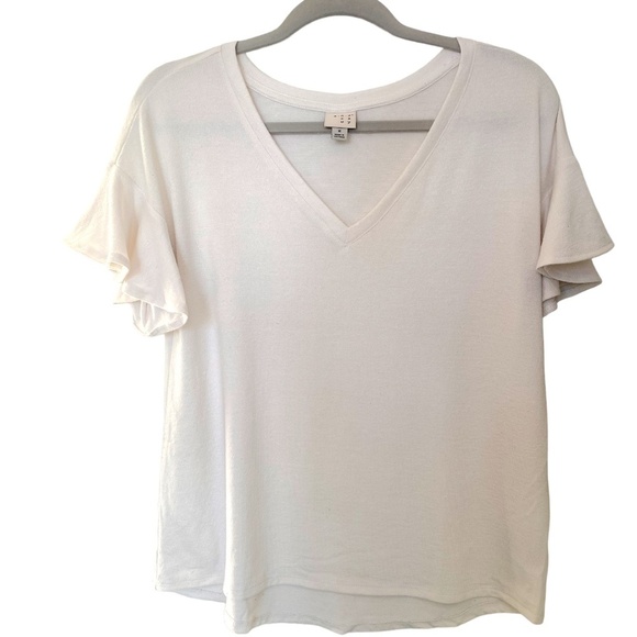 Tops - A New Day V-neck shirt with puffy short sleeves, Small, White